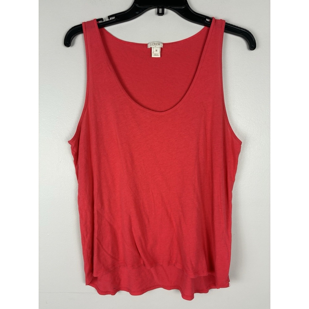 J Crew Cotton Modal Tank Top Red Jersey Stretch Sz M Casual Sleeveless